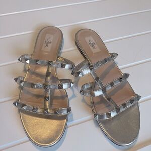 Valentino Garavani Rockstud Caged flat slide sandals